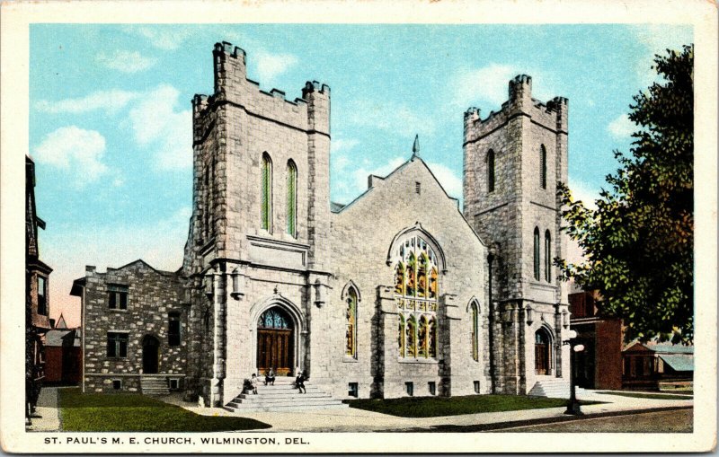 Vtg 1920s St Paul's M.E. Church Wilmington Delaware DE Postcard