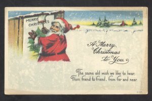 merry christmas to you santa claus red robe vintage postcard