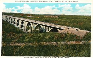 Vintage Postcard Mendota Bridge Fort Snelling In Distance Minneapolis Minnesota