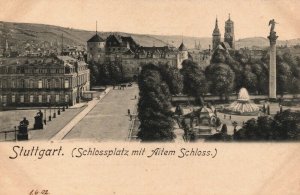 Germany Stuttgart Schlossplatz mit Altem Schloss Vintage Postcard 03.93