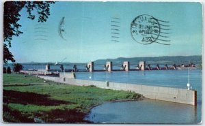 Postcard - U. S. Government Dam on the Beautiful Mississippi River