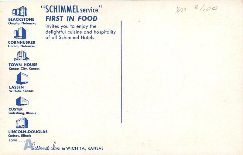 Quincy Illinois~Lincoln-Douglas Hotel~1950s Cars~Postcard