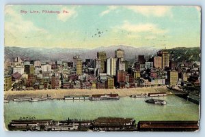 Pittsburgh Pennsylvania Postcard Sky Line Exterior Building 1914 Vintage Antique