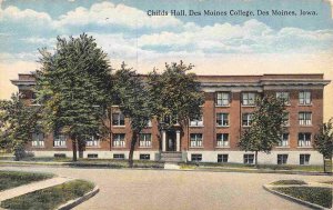 Childs Hall Des Moines College Iowa 1910c postcard