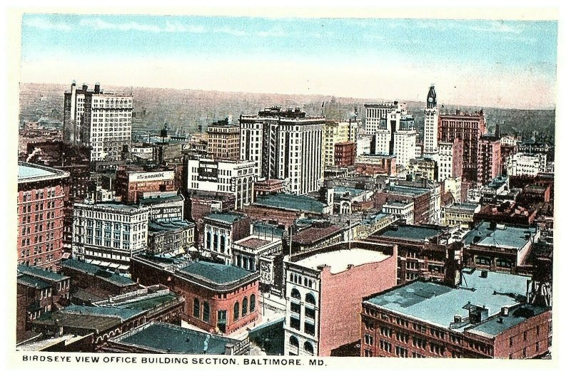 Birdseye View Office Building Section Baltimore MD Postcard