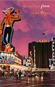 NV, Las Vegas, Nevada, Fremont Street, Night, Plaza Hotel, Scott No FS-1441