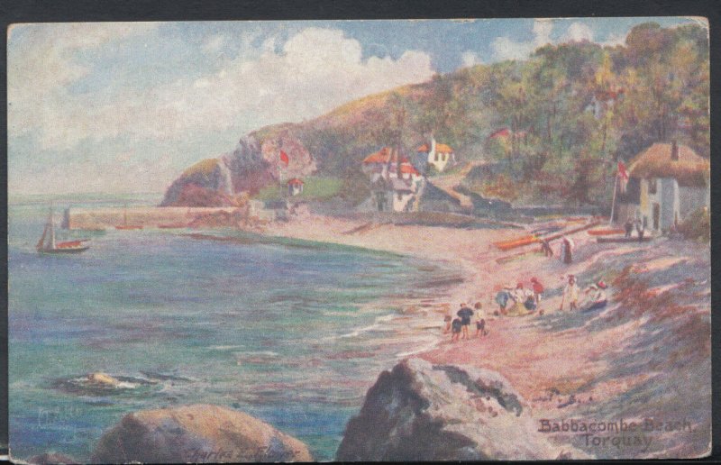 Devon Postcard - Babbacombe Beach, Torquay - Artist C.E.Flower  RS8748