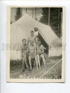 3032397 Young Men near Tent SIVERSKAYA Vintage Real Photo 1936