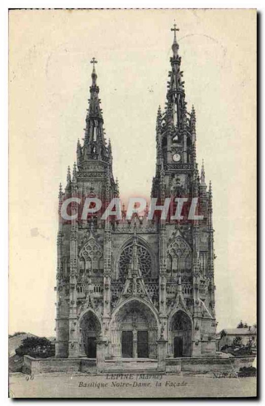 Old Postcard Lepine Marne Baslique the Notre Dame Facade