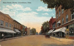 MAIN STREET NORTH COLUMBIANA OHIO POSTCARD 1921