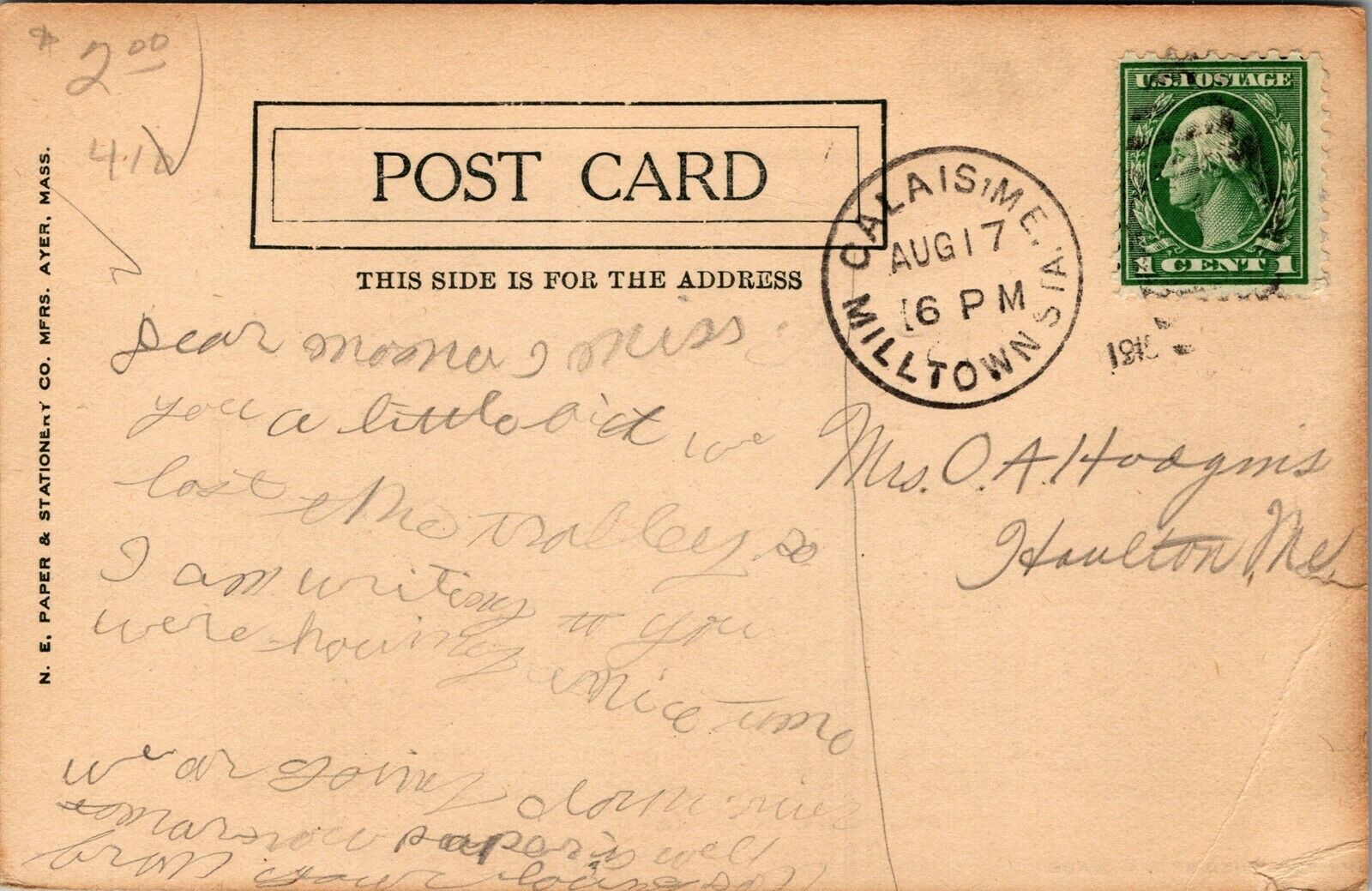 Vtg Calais Maine ME Main Street View 1910s Postcard United States