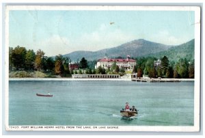 1913 Fort William Henry Hotel Sailboat Lake George New York NY Phostint Postcard