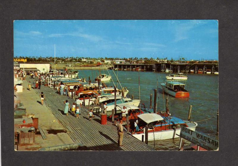 TX Port Isabel Texas Marina Boat Pier Basin Postcard Warsaw Deep Sea Fishing