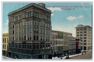 c1910's Livington Building South Side Square Bloomington Illinois IL Postcard