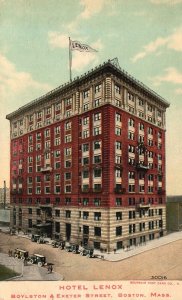 Vintage Postcard 1910's Hotel Lenox Bylston & Exeter Street Boston Massachusetts