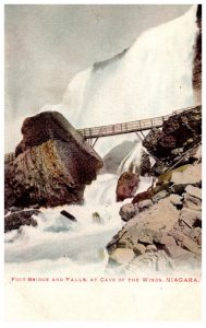 Foot Bridge and Falls at Cave of the Winds. Niagara, New York