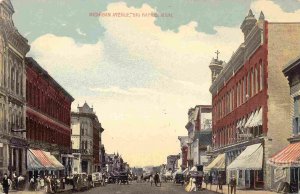 Michigan Avenue Big Rapids Michigan 1910c postcard