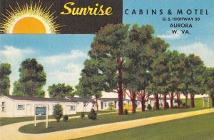 Aurora West Virginia Sunrise Cabins and Motel Vintage Postcard AA32732