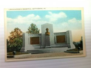 Vintage Postcard Statue Lincoln Speech Memorial Gettysburg PA Divided Back