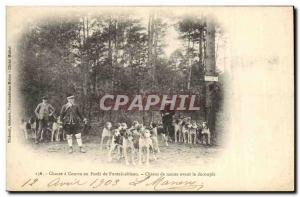Old Postcard Hunting hounds in a Forest of Fontainebleau Hounds before decoup...
