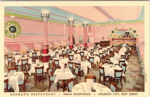 Atlantic City, NJ New Jersey  HERMAN'S RESTAURANT  ca1940's Linen Postcard