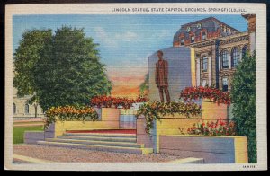 Vintage Postcard 1931 Lincoln Statue Capitol Grounds, Springfield, Illinois (IL)