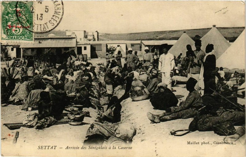 CPA AK Settat - Arrivee des Senegalais a la Caserne MAROC (964181)