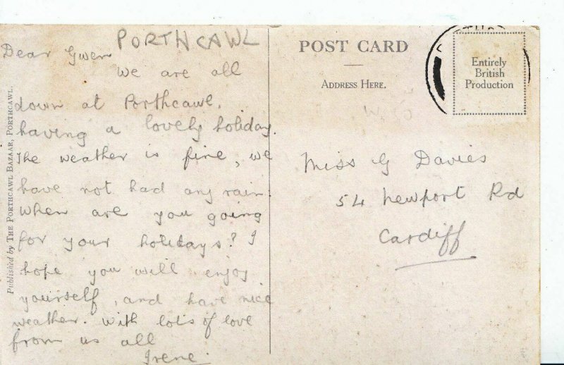 Genealogy Postcard - Family History - Davies - Newport Road - Cardiff 7671