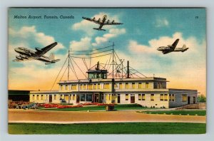 Toronto- Ontario,  Malton Airport, Vintage Linen Postcard 