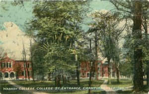 C-1910 Wabash College Entrance Crawfordsville Indiana Postcard 20-199