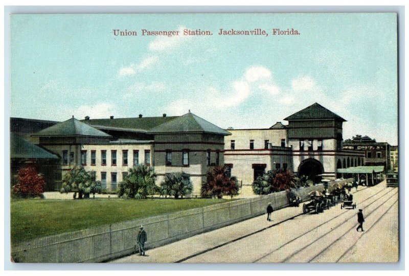 c1910's Union Passenger Station Railroad Train Jacksonville Florida FL Postcard