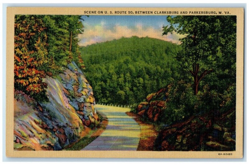 c1940 Scene US Between Clarksburg Parkersburg West Virginia WV Vintage Postcard