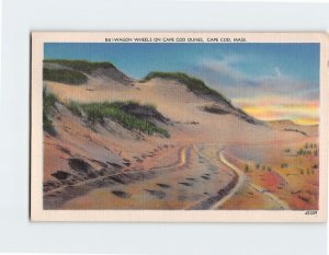 Postcard Wagon Wheels On Cape Cod Dunes Cape Cod Massachusetts USA