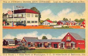 Stewart Brick Cottages Motel Berwyn Maryland 1940s linen postcard