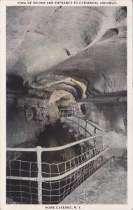 New York Howe Caverns Pool Of Siloam and Entrance To Cathedral Archway 1941