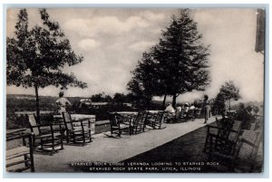 Utica Illinois Postcard Starved Rock Lodge Veranda Rock State Park 1949 Vintage