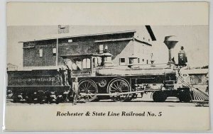 Rochester & State Line Railroad No.5 Railway Trail Locomotive Postcard M3