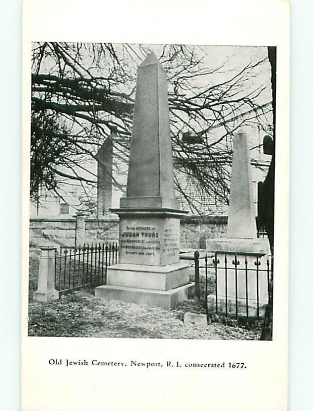 Vintage Post Card Jewish Cemetery Grave Judah Touro Newport  R I   # 4116