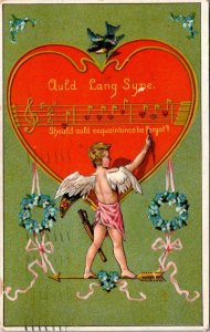 Be My Valentine Cupid With Red Heart 1912