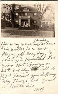 RPPC Real Photo Postcard GA Augusta Residential Southern Large Home 1922 K70