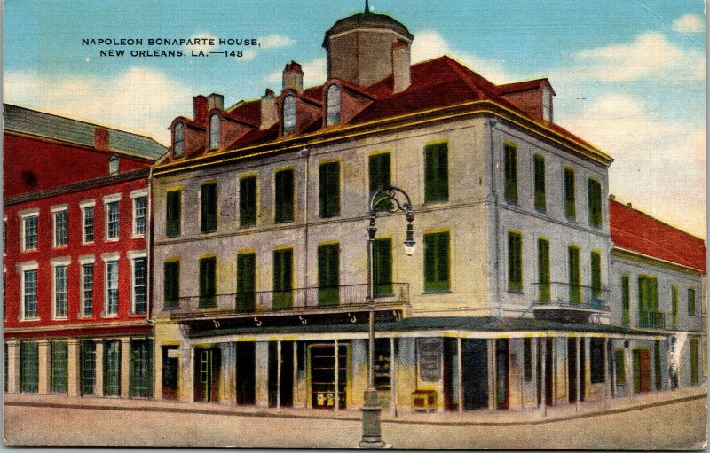 Vtg 1940s Napoleon Bonaparte House New Orleans Louisiana LA Linen Postcard