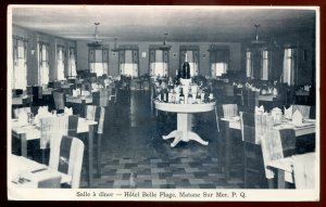 dc1407 - MATANE SUR MER Quebec Postcard 1930s Hotel Belle Plage Interior