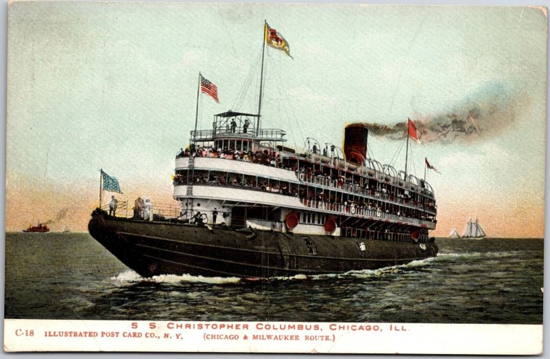 Steam Ship Christopher Columbus Chicago Illinois, Passenger Vessel, Postcard