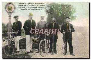 Customs Old Postcard Frontiere Franco German and German customs Gendarme Velo...