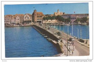 Pontoon Bridge with view of punda section of Williamstad, Curacao, Netherla...