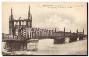 Old Postcard Strasbourg Railway Bridge over the Rhine near Kehl