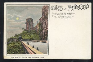 1900 GRUSS AUS HEIDELBERG GERMANY DER SCHLOSS ALDEN SCHOOL VINTAGE POSTCARD