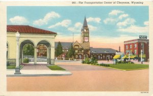 Cheyenne Wyoming Transportation Center White Border Postcard Unused