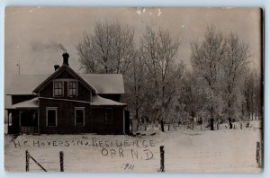 ORR North Dakota ND Postcard RPPC Photo HC Hoverson's Residence Winter 1911