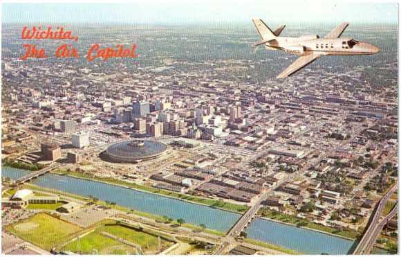 Wichita The Air Capital; Air View of Wichita, Kansas, KS, Chrome